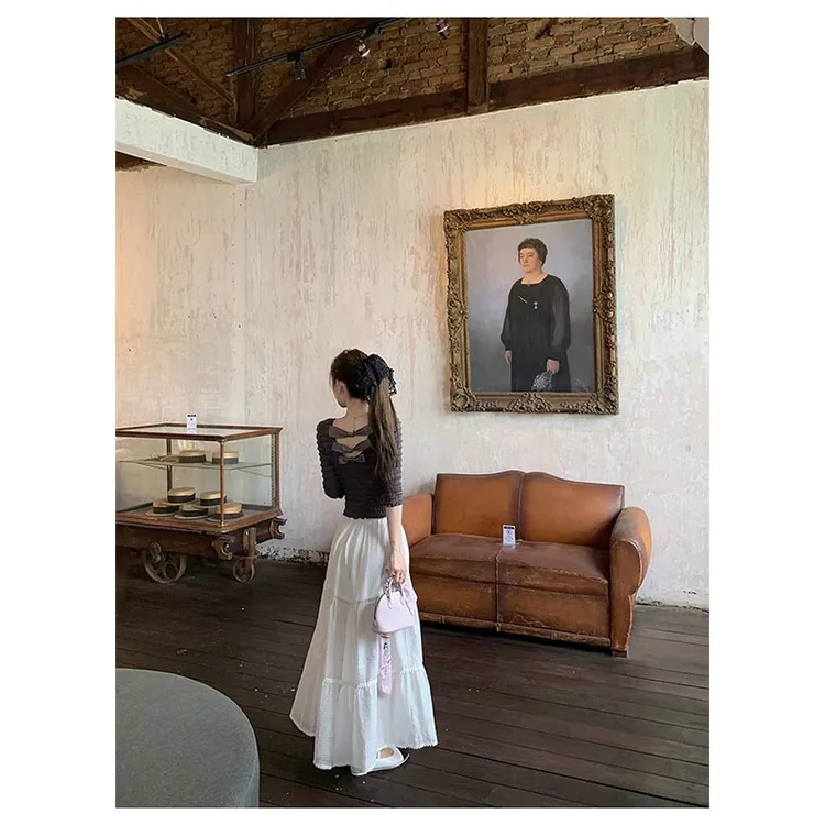 夏季新款修身显瘦穿搭上衣休闲简约直筒宽松长裤收腰时尚半身裙女