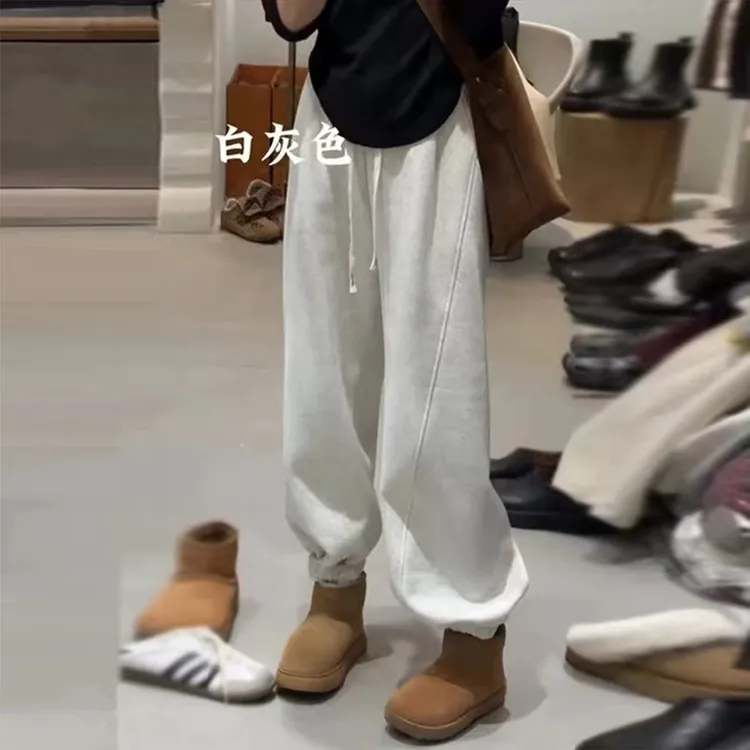 季公子2025秋冬加绒加厚束腿糖果卫裤2892