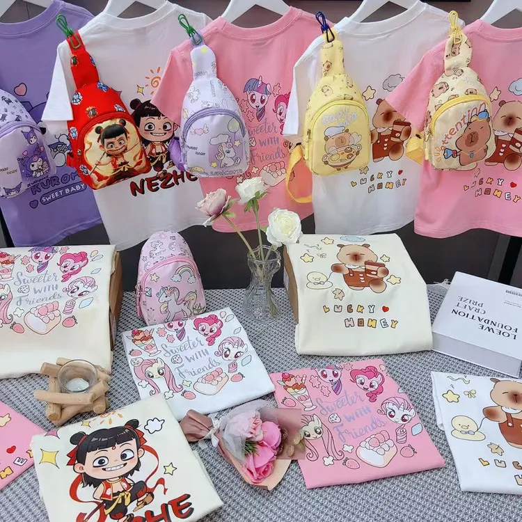 777-【送包包】卡通小马图案亲子T短袖儿童男宝女宝简约ins夏季