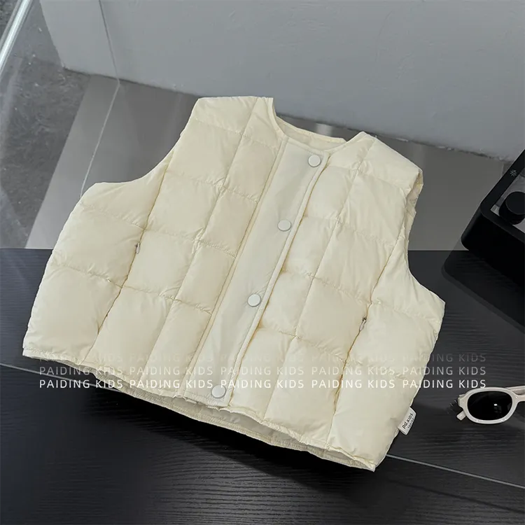 【豆腐奶泡】阿卷冬装男女童方格纹肌理百搭棉服马甲上衣HCXZ4600
