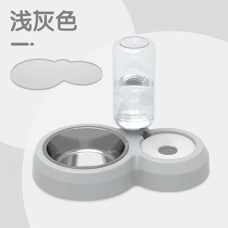狗碗猫碗双碗自动饮水食盆狗狗猫咪碗水碗防打翻饭盆宠物碗二合一