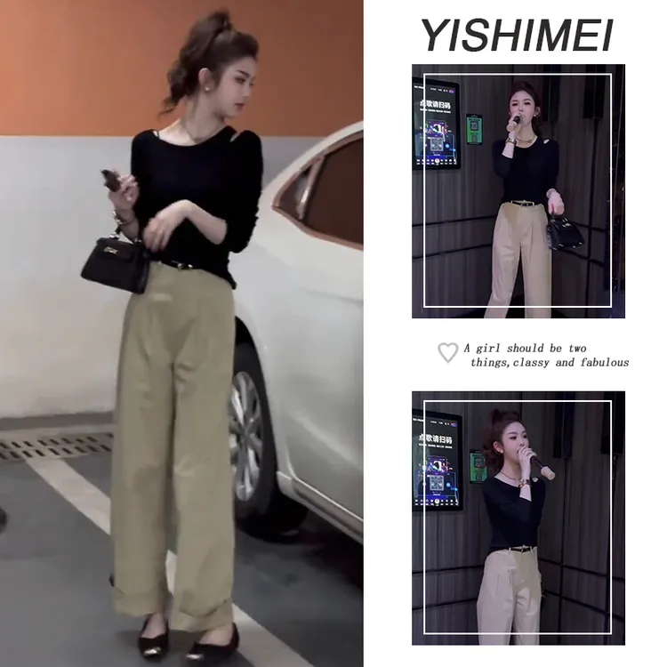 春季时尚穿搭2025年新款韩系设计感显瘦长袖上衣休闲裤两件套装