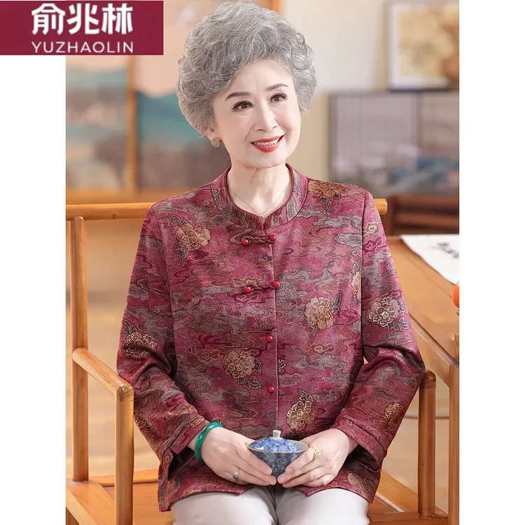 俞兆林中老年人女装洋气长袖衬衫中式妈妈国风唐装老太太奶奶春秋