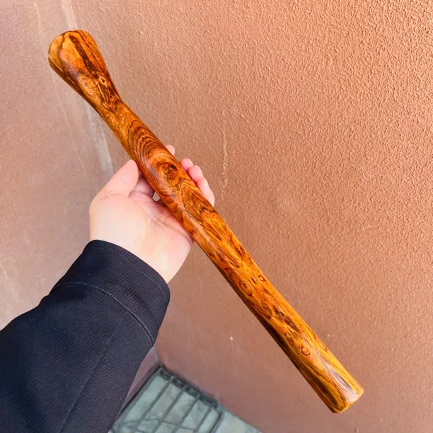 长47cm 海南黄花梨敲打棒把玩棍满大花纹纯手工打磨