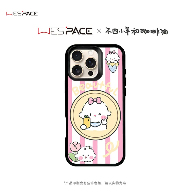 WESPACEx不四小羊和咖啡狗联名适用于iPhone16/14/15磁吸手机壳