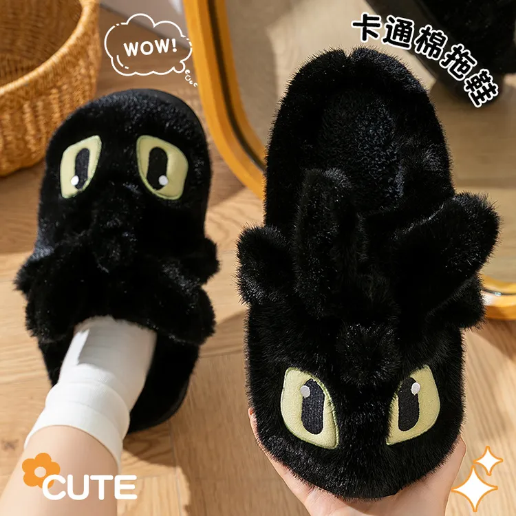 无牙仔棉拖鞋女款秋冬季2025新款厚底防滑家居保暖外穿可爱棉拖女
