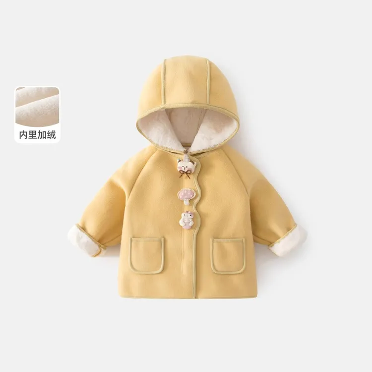 女童外套秋冬装2025新款儿童洋气宝宝衣服冬季加绒连帽小上衣童装