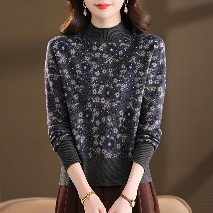 羊毛衫针织打底衫秋冬2026新款洋气妈妈短款半高领毛衣女冬季内搭