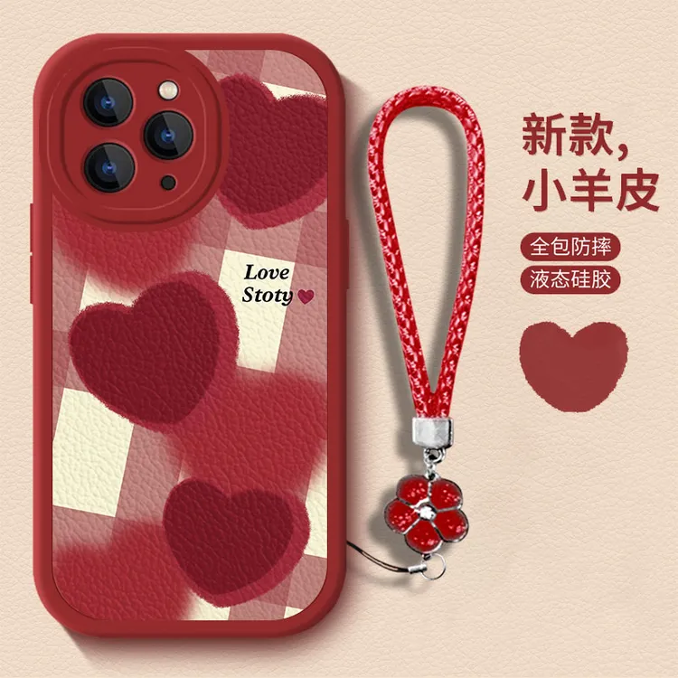 新款爱心小羊皮女款手机壳适用苹果/华为/荣耀/vivo/OPPO小米创意