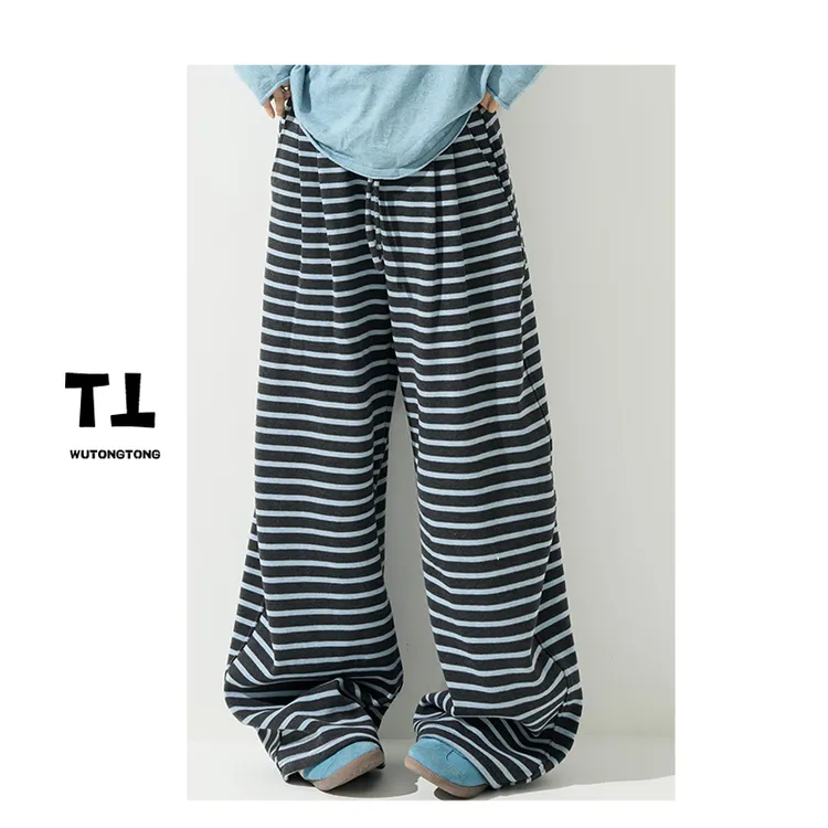 10/19【魔法学徒】秋冬季加绒条纹休闲裤女宽松阔腿裤韩版长裤62817