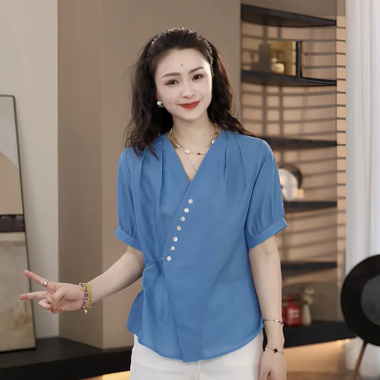 DHR COLLECTTIONS豆豆【】夏季薄款棉麻衬衫上衣女-D2530