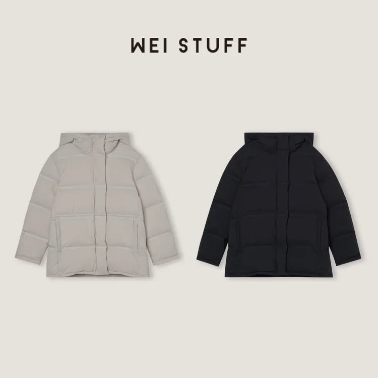 WEI STUFF“暖宝宝”双色短款百搭95霍尔多巴吉⽩鹅羽绒服 10609 .