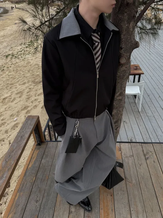 K12 立体剪裁Boxy抗皱叠裁通勤cleanfit短夹克外套叠穿小撞色外套