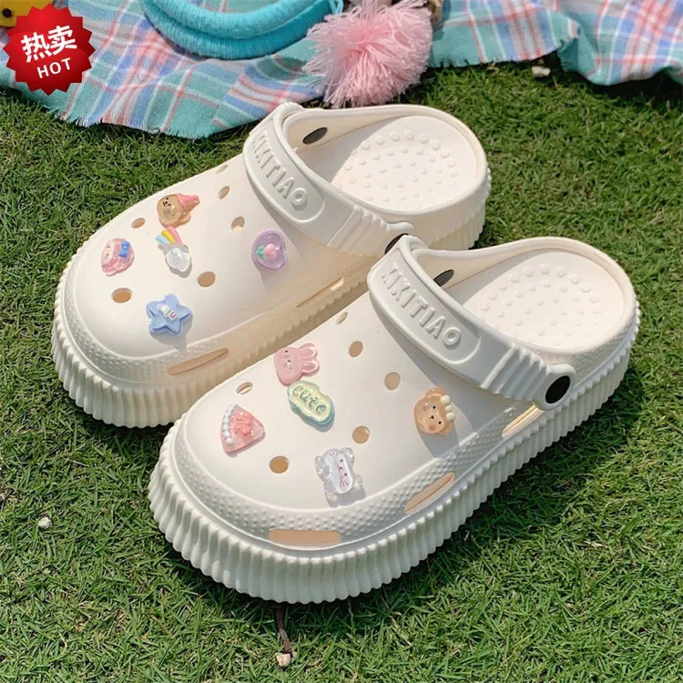 超级可爱大拖鞋厚底增高外穿厚底洞洞鞋创意新款度假沙滩凉鞋女夏