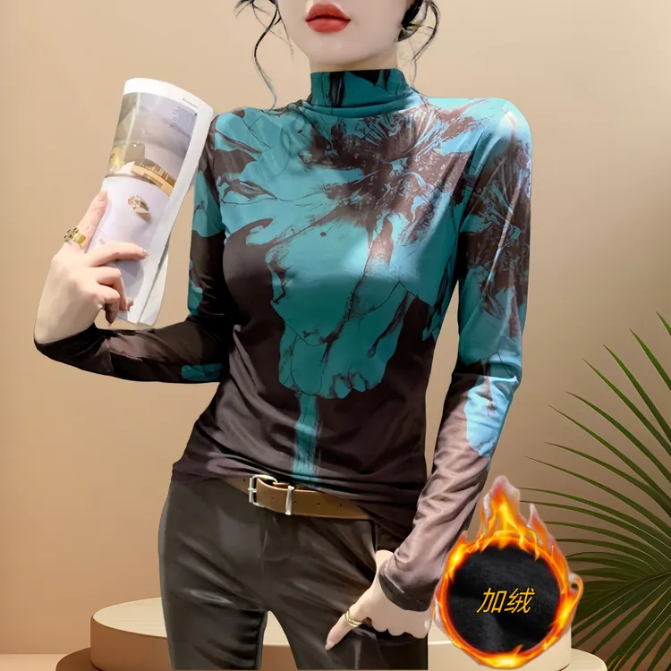 高贵上档次正版网纱上衣女2025秋冬新款长袖内搭打底衫可外穿洋气