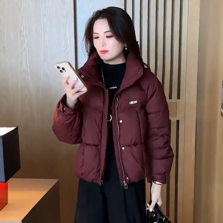 时尚百搭立领棉服女2025年冬季新款小个子夹棉加厚外套冬装棉衣女