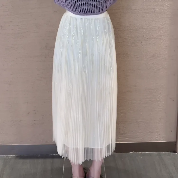 新款网纱亮片半身裙高腰显瘦中长款纱裙温柔风百搭长裙