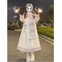 【可可森林四件套】奶油可可秋冬可爱蝴蝶结甜美少女围巾毛呢大衣