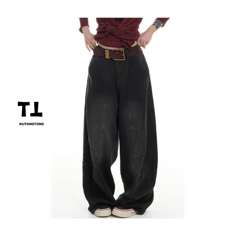 8/30【菱形方块】秋季做旧水洗牛仔裤女韩版休闲百搭长裤62598