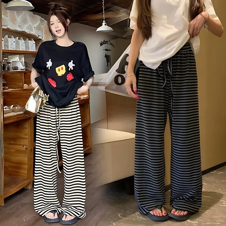 孕妇裤子2025新款休闲外穿条纹控软糯米裤athflow风遛弯春秋长裤