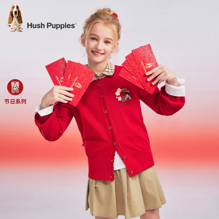 S暇步士童装儿童2025年秋季新款宽松花边刺绣毛衣DR