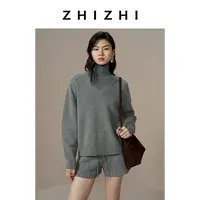 【温温专享】致知 鹧鸪天 全羊毛立体双层V领毛衣简约ZZ2EWKZL033