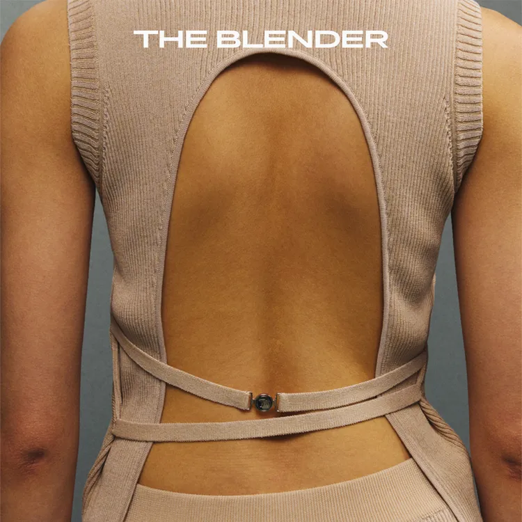 【新品】The Blender 25秋小高领露背绑带修身百搭针织背心