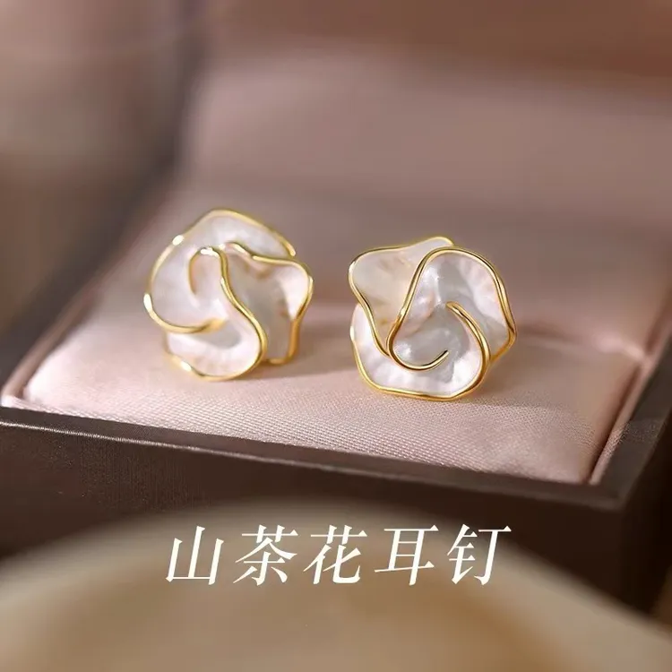925银耳饰 925银针山茶花耳钉新款爆款小众高级感耳环轻奢耳饰女