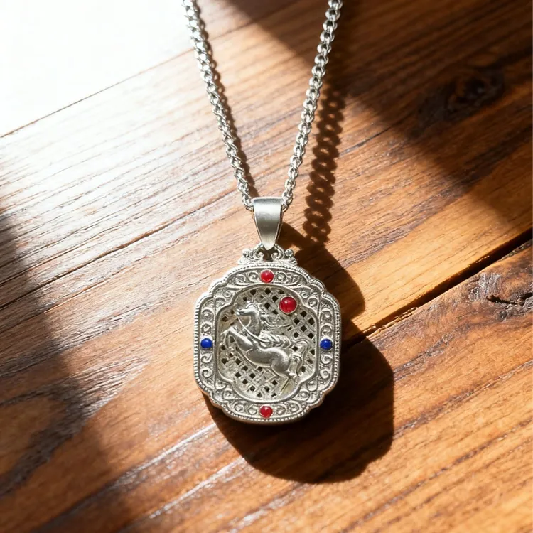 坠链均足银珐琅 足银999 约7.9g 福马珐琅吊坠