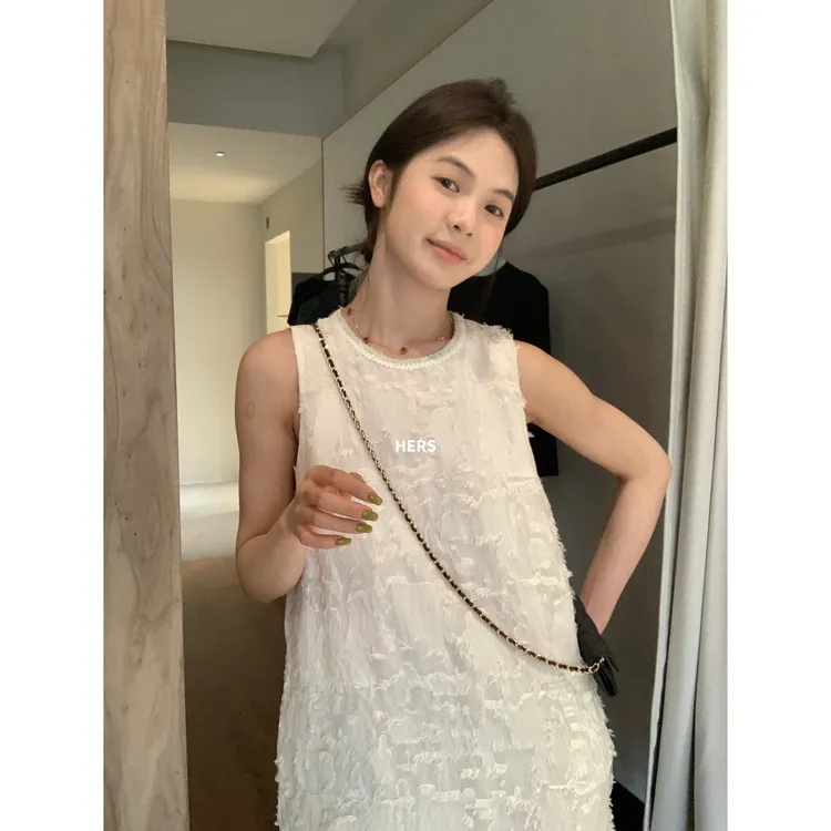 【Hers】简约气质精致小女人@长款无袖拼接设计连衣裙  20818#