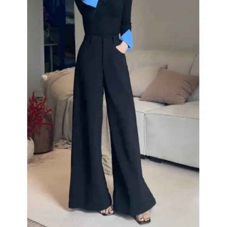 黑色西装裤女2025春秋新款高级气质宽松慵懒感阔腿裤休闲百搭长裤