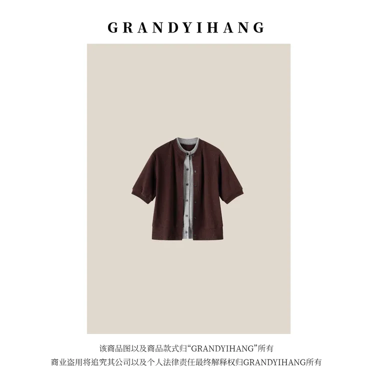 【艳姐推荐】春夏新款时尚简约气质百搭假俩件短袖T恤上衣025