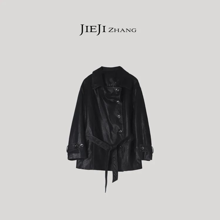 【JIEJI ZHANG】高级定制秋冬时尚百搭皮面夹棉服351003