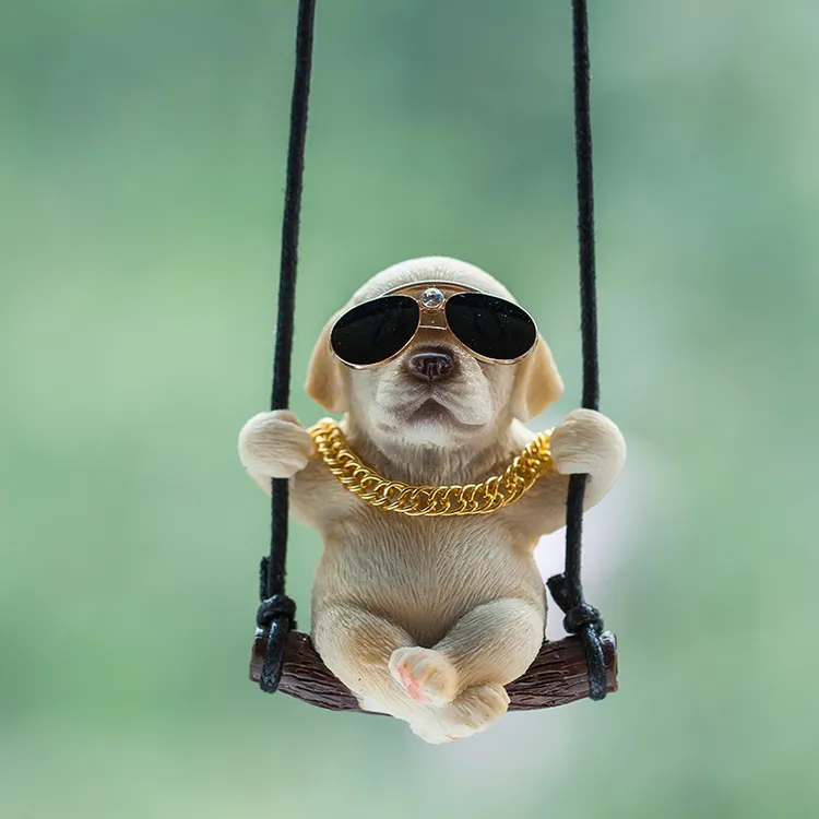 秋千狗车挂创意汽车吊坠后视镜挂件女生车内饰品吊饰车载拉布可爱