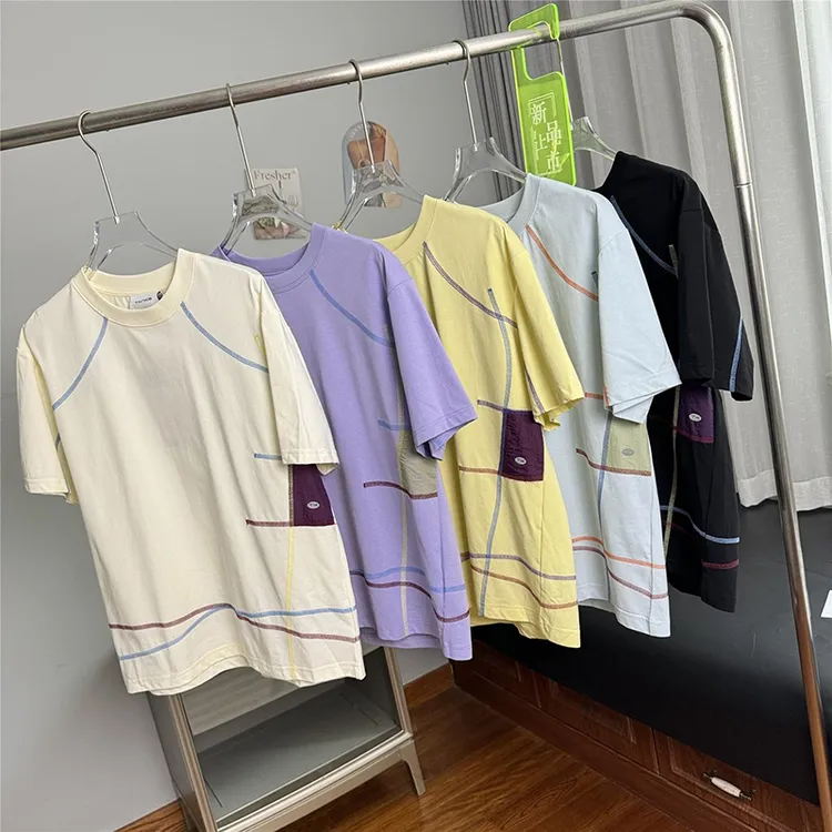 承包你的夏天！高颜值辑明线撞色拼接短袖男女户外百搭圆领T恤衫