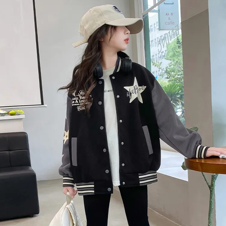 女童外套春秋2025新款儿童春季洋气炸街休闲上衣中大童春装棒球服