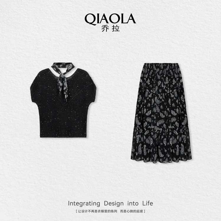 QIAOLA/乔拉【波斯密语】夏新款雪纺印花清凉舒适洋气百搭套装预售