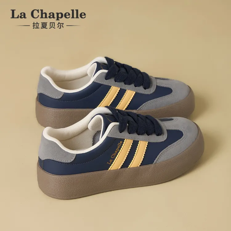 拉夏贝尔德训鞋女鞋休闲鞋2025新款爆款百搭厚底小白鞋美式鞋子女