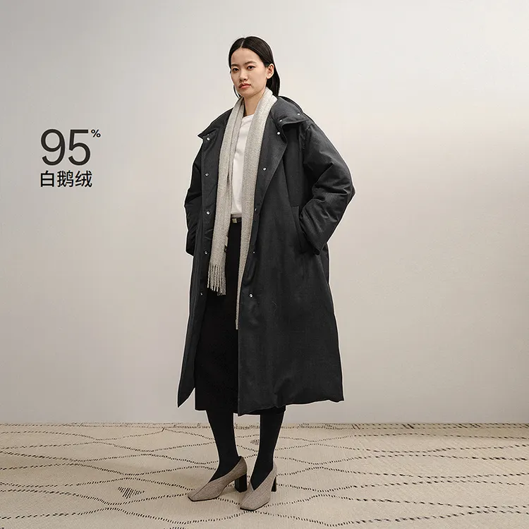 【商场同款】LESS2025年冬新款休闲简约保暖长款鹅绒服2PAC17180