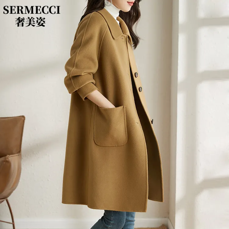2025秋冬新款中长款高级感外套女高端韩版修身轻奢风双面大衣女士