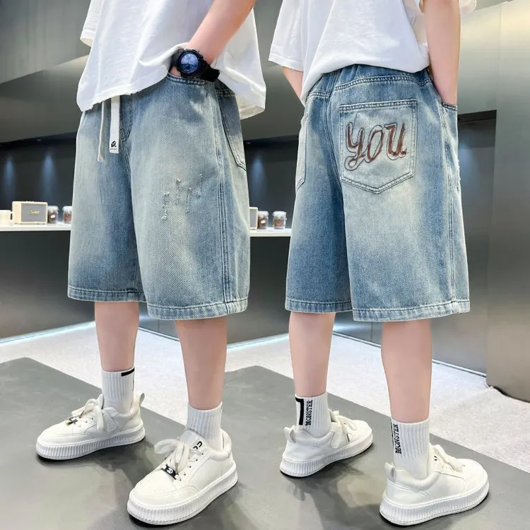 男童牛仔短裤薄款2025夏季新款中大童夏天七分裤中裤儿童裤子短裤