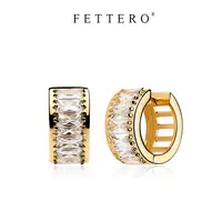 fettero 铜合金耳饰 【一排T锆耳环】气质轻奢时尚精致镶嵌