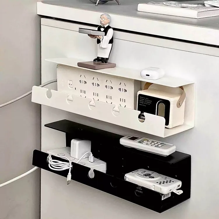 电线插座墙上固定神器插排路由器免打孔放置架盒收纳盒整理插线板