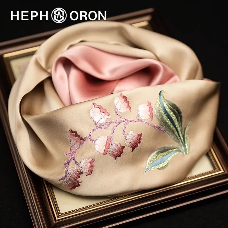 HEPHSORON苏绣丝巾礼盒送妈妈刺绣旗袍披肩百搭桑蚕丝真丝围巾