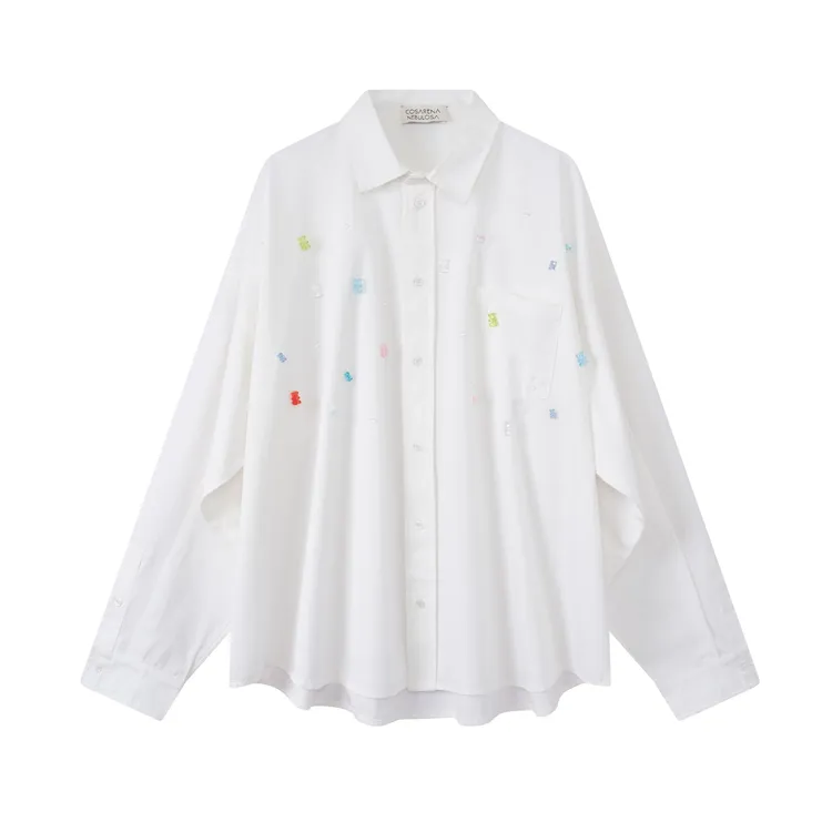 Cosarena Nebulosa「Orso」25AW 白色小熊软糖中性廓形趣味衬衫