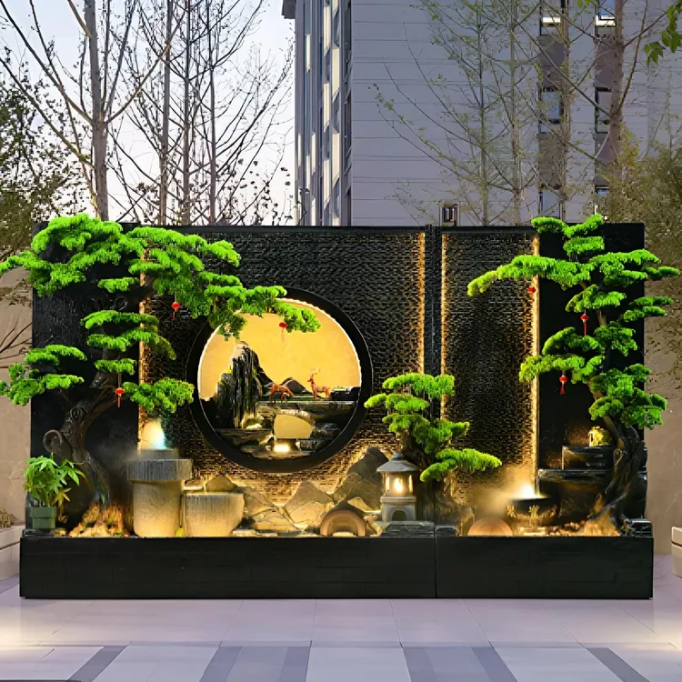 水幕墙假山流水落地摆件适用于室内外多种场所装饰造景