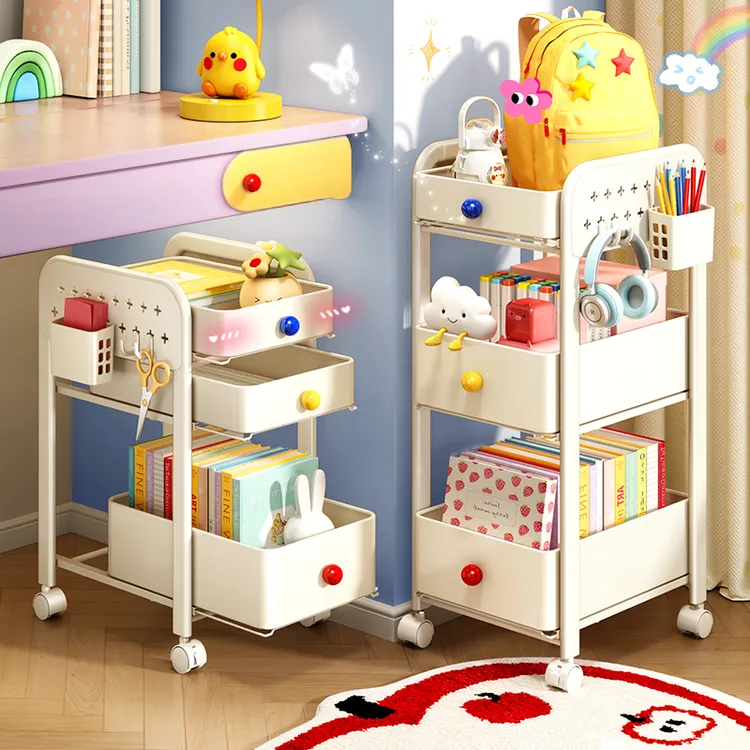 书包置物架家用放书包桌下滑轮柜宿舍书本收纳架可移动零食小推车
