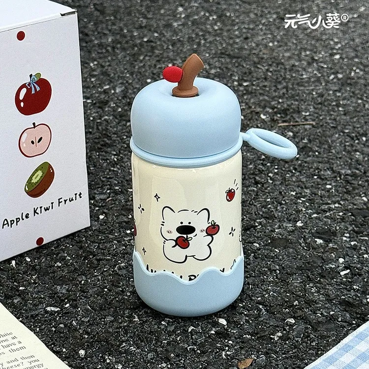 新款可爱蓝苹果口袋保温杯女生小巧便携迷你卡通牛奶杯316不锈钢