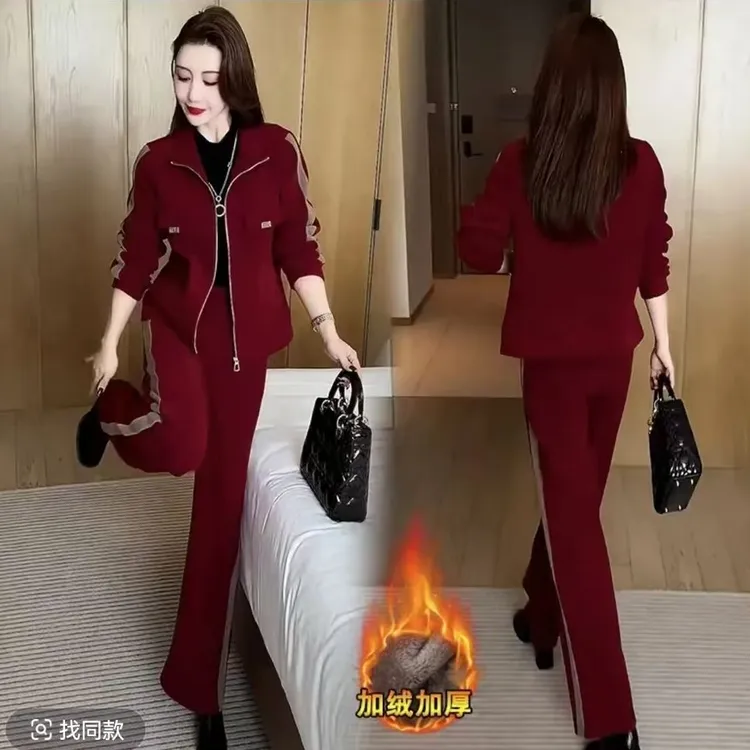 【运费补贴】5866女士新款时尚气质加绒加厚休闲减龄两件套
