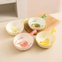 【两个装】水果手柄碗网红可爱创意陶瓷少女心沙拉碗米饭吃饭碗家用